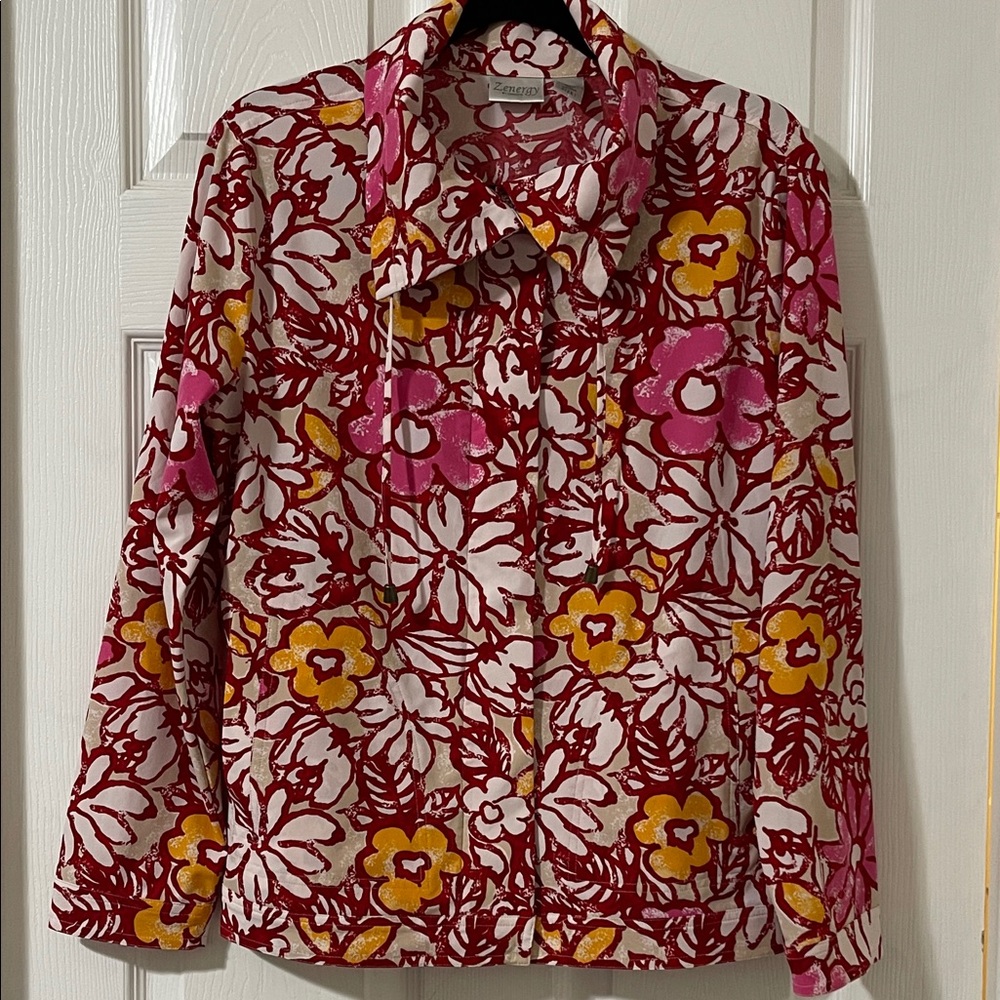 Zenergy by Chico's Floral Full Zip Jacket